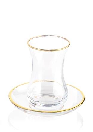 Set of 6 Glasses/Plates | Thin Gold Rim | Kitchen Art